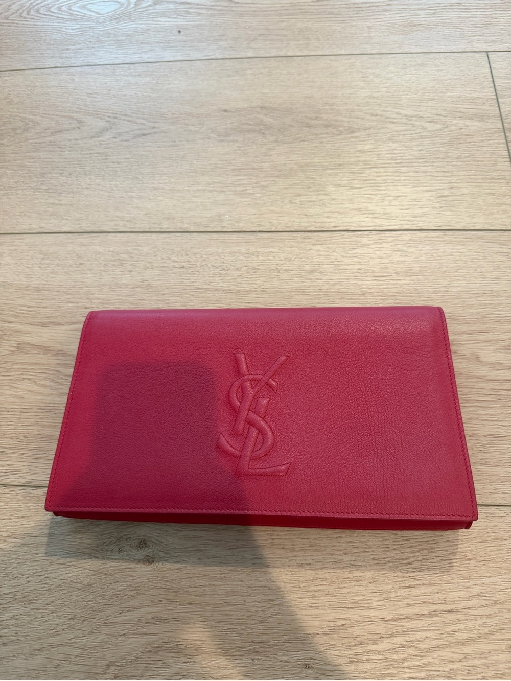 Saint Laurent Red Leather YSL Fold Wallet